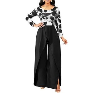 MSRP $43 SxClub Women's XXL Overlay Black Floral Jumpsuit Sexy Elegant Long